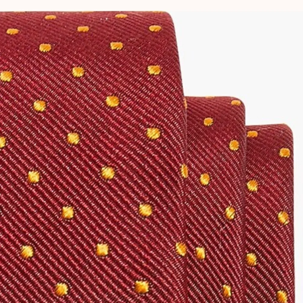 J. Crew 100% Silk Burgundy Gold Dots Tie NWT
